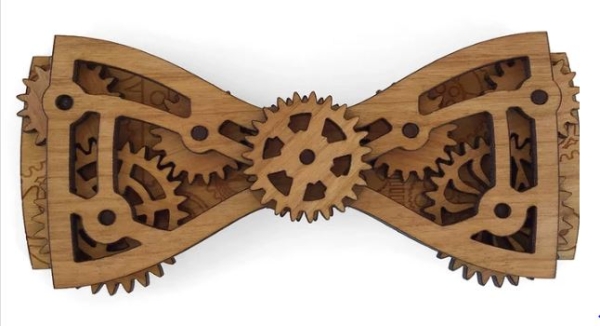 Wooden Bow Tie - C.C. Maximus D. Phil Moving Wood Gear