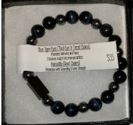 SoulRocs Bracelet- Blue Tiger Eyes and Hermatite (Silver Bead)