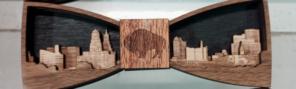 Wooden Bow Tie- Buffalo Skyline