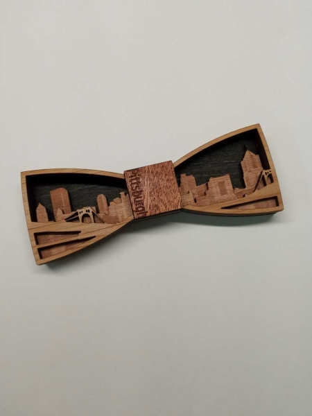 Wooden Bow Tie- Pittsburgh Skyline