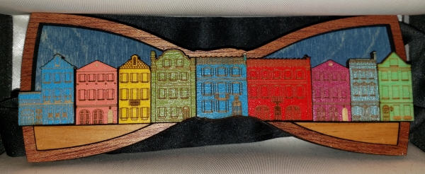 Wooden Bow Tie- Charleston Rainbow Row