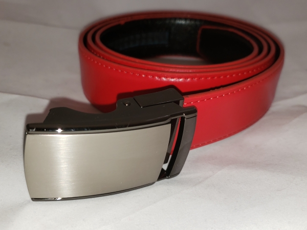 Holeless Belt - Red - up to 44" waist - trim to fit