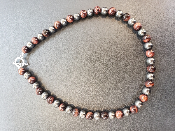 SoulRocs Necklace - Red Tiger Eye & Hematite