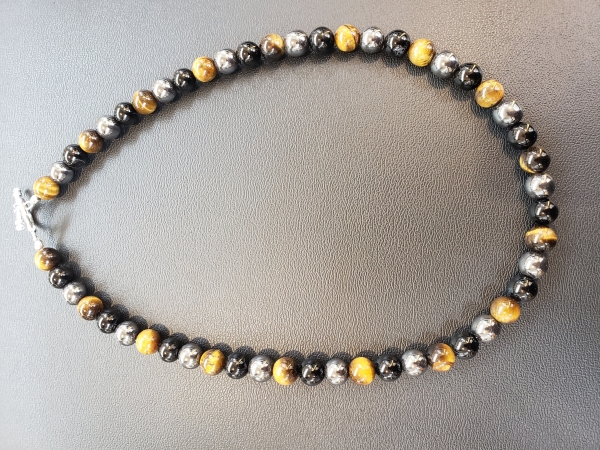 SoulRocs Necklace - Red Tiger Eye, Hematite & Black Onyx