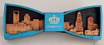 Wooden Bow Tie- Charlotte Skyline in Carolina Panthers Colors